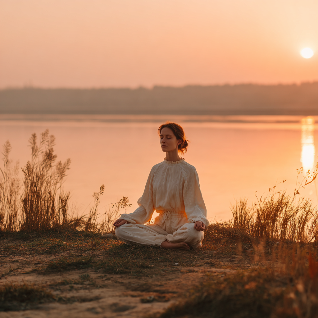 Femeie practicând yoga în natură